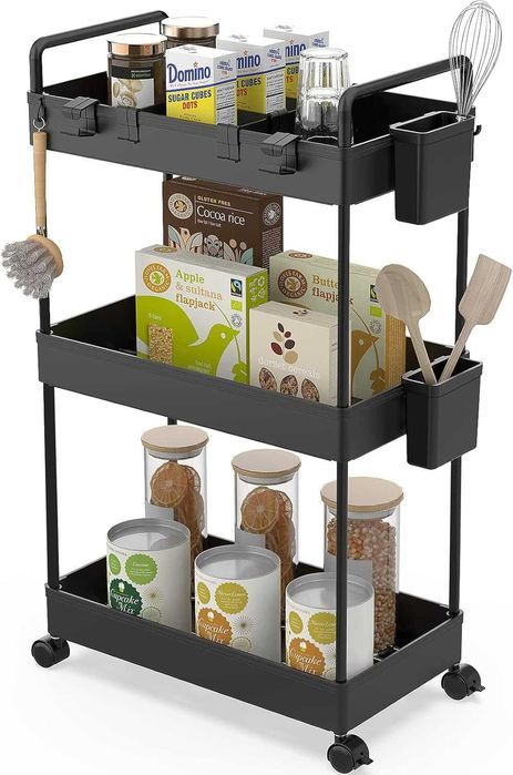 Carucior Ronlap, 3 niveluri, cu roti, negru