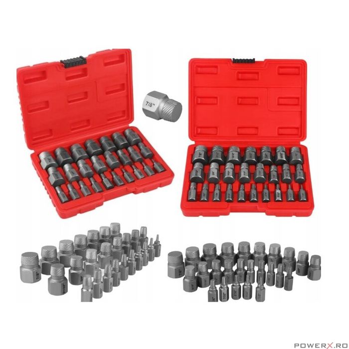 Set extractoare pentru suruburi rupte 3-23 mm, 25 piese, Kraft