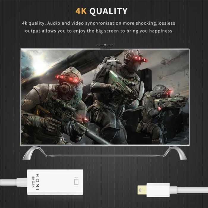 Adaptor Mini DisplayPort / Thunderbolt la HDMI pt laptop - suporta 4k