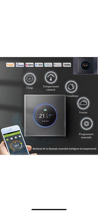 Termostat Inteligent cu Wi-Fi ,Control de la Distanta, Ecran Tactil