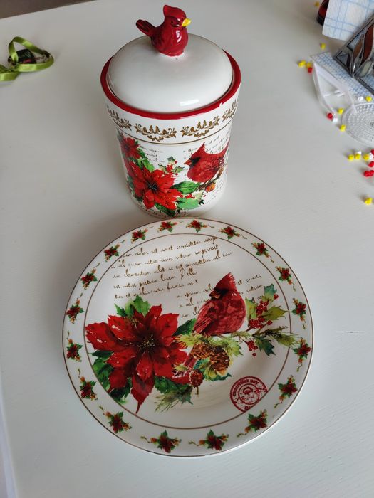 Коледен сет буркан и чиния