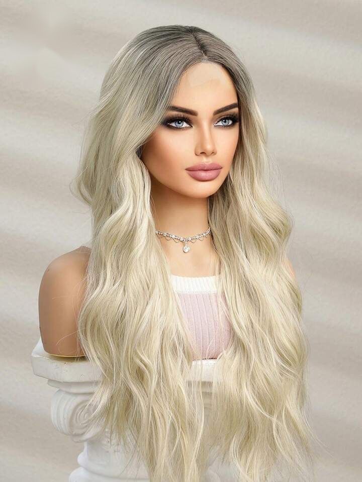 Peruca F515 FRONT LACE Blonda Ombre Blond Platinat Cenusiu