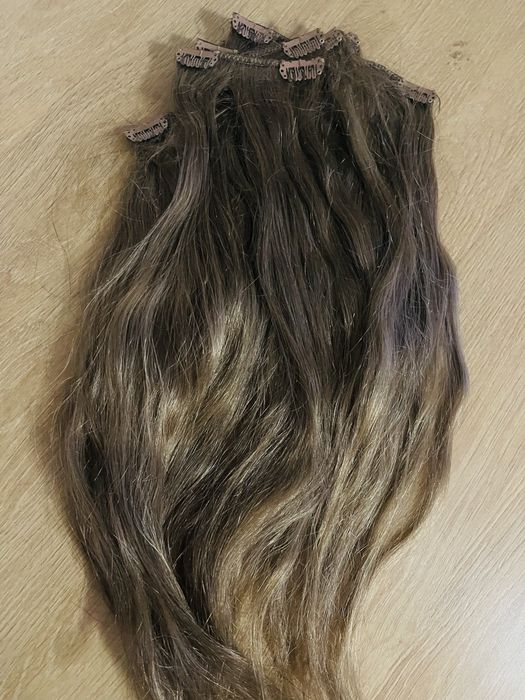 Extensii saten cenusi clip on