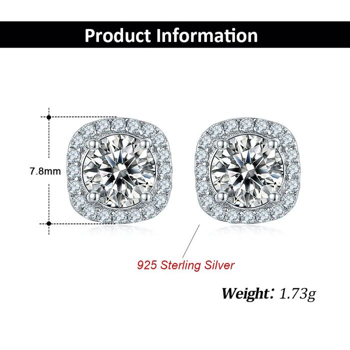 Cercei Diamant Moissanite 0.5ct Argint 925.