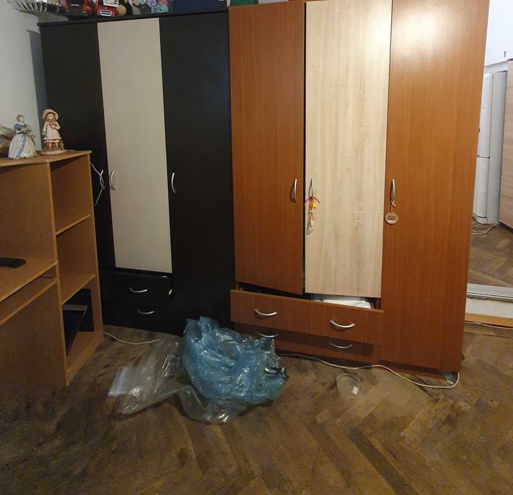 Pat fara saltea + comoda tv + sifoniere