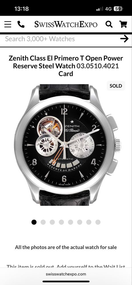 Zenith Class El Primero T Open Power Reserve Сталь