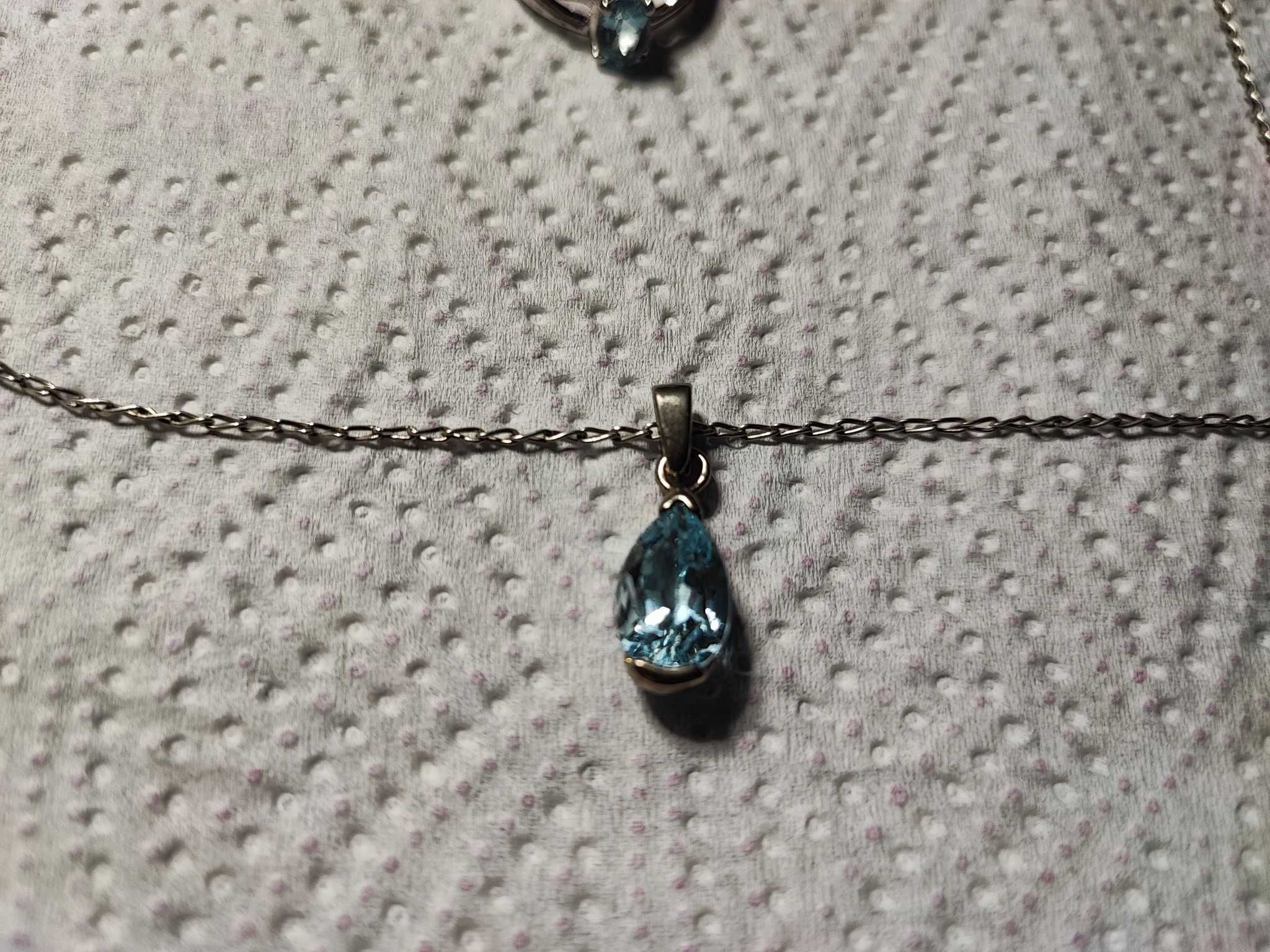 Set vintage argint lant cu pandativ si inel cu topaz