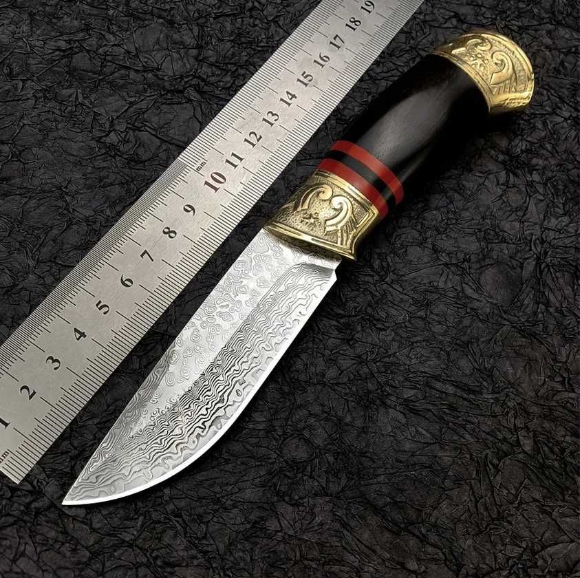Cutit Damasc Mongol Blade, teaca piele prelucrata manual