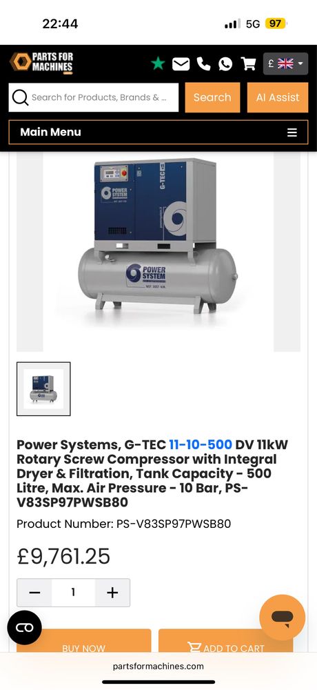 power systems g-tec 11-08-500-df compresor cu șurub 500l