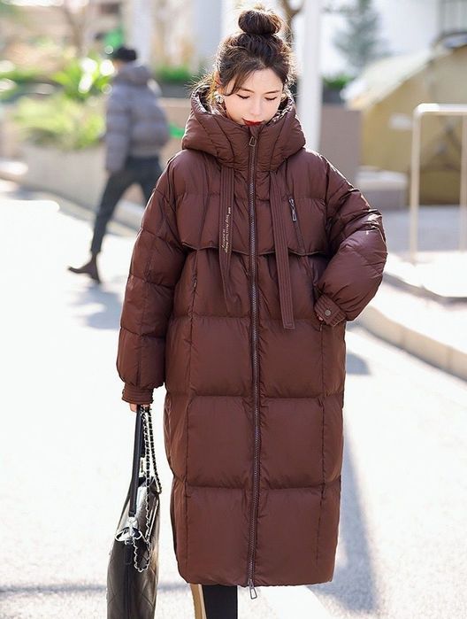 Женский пуховик женская куртка длинная теплая с капюшоном