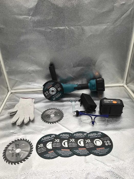 Polizor unghiular 48V, 125mm – Set complet cu accesorii