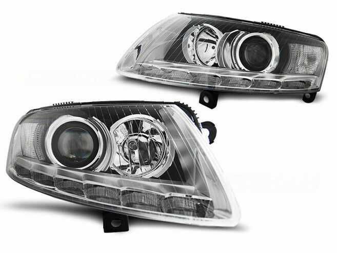 Фарове Ауди А6 Ц6 4Ф Led С лупи Audi a6 C6 4f 2004-2008 Лед Тунинг