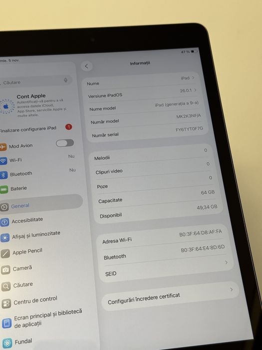 Apple iPad 9 (2021), 10.2 ", 64GB, Wi-Fi, Space Grey