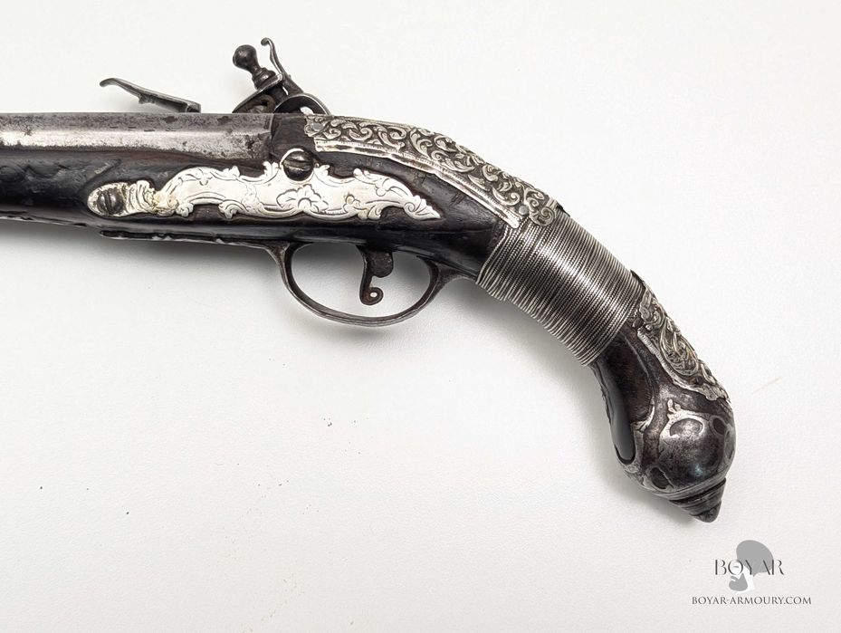 Кремъчен сребърен турски пищов