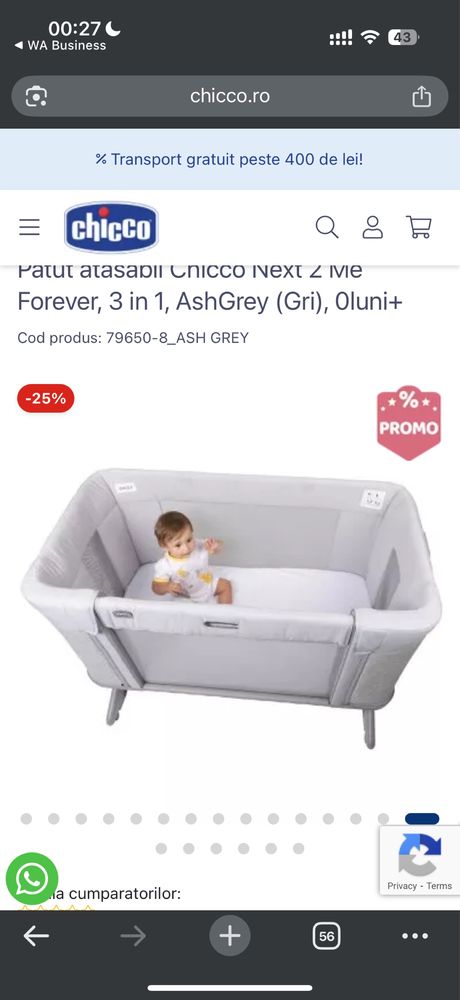 Patut copil atasabil chicco next 2 me forever 3 in 1