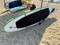 Placă SUP gonflabilă, incepatori, verde și alb (paddle board)