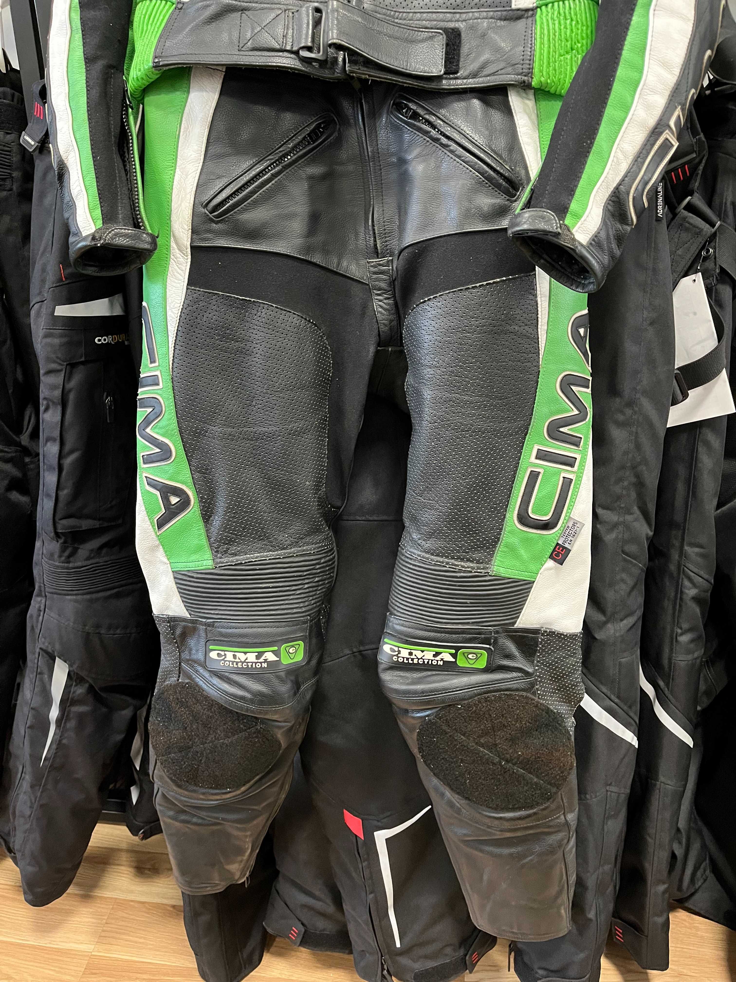 Кожен мото екип CIMA Racing,2 части ,M-50,гърбица,протектори,като нов