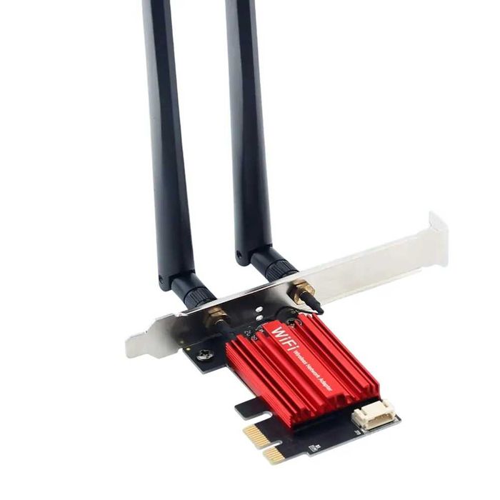 Placa de retea WiFi 6, 1800Mbps, Bluetooth 5.2,2.4G/5G, rosu,antene x2