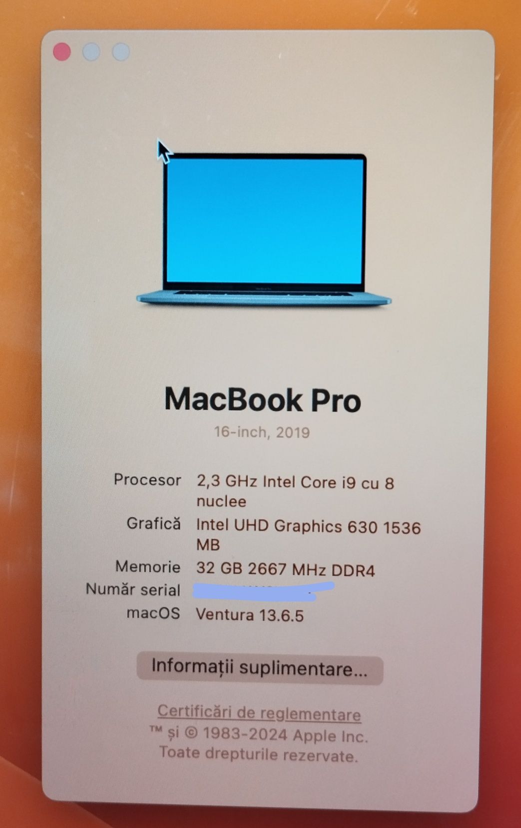 MacBook Pro 16-inch 2019  1TB memorie interna