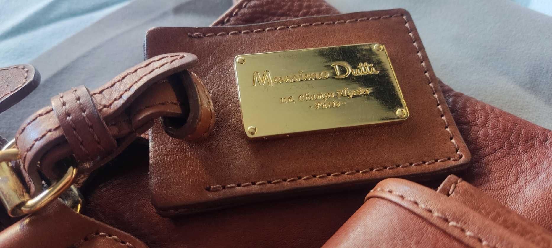 Дамска чанта от естествена телешка кожа Massimo Dutti 40 см широчина