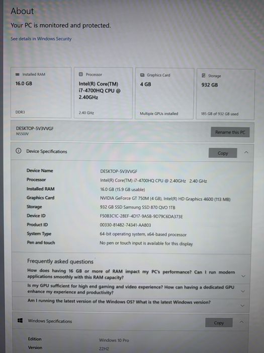 Laptop ASUS 15.6'' N550JV-CN163D, i7, 16GB RAM