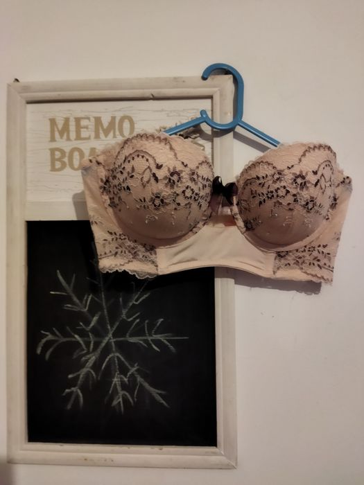 Sutien fara bretele roz pal superb elegant cu dantela