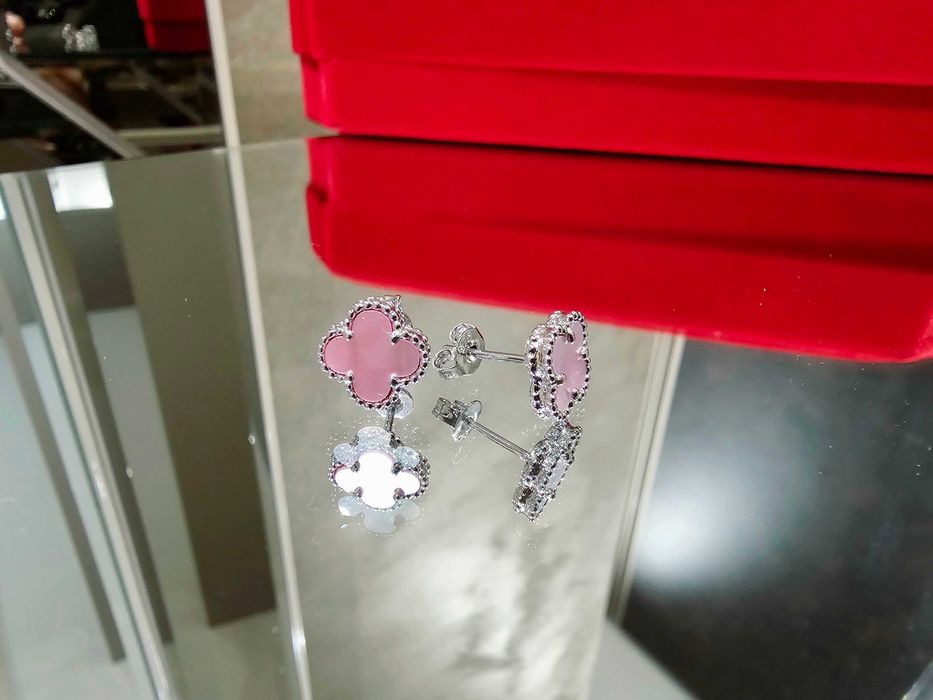 Van Cleef & Arpels VCA Silver Pink Opal Sweet Alhambra Дамски Обеци