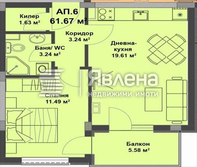 Продава се Двустаен апартамент в к.к. Слънчев бряг - 62 кв.м за 1146 €/кв.м - Снимка #1