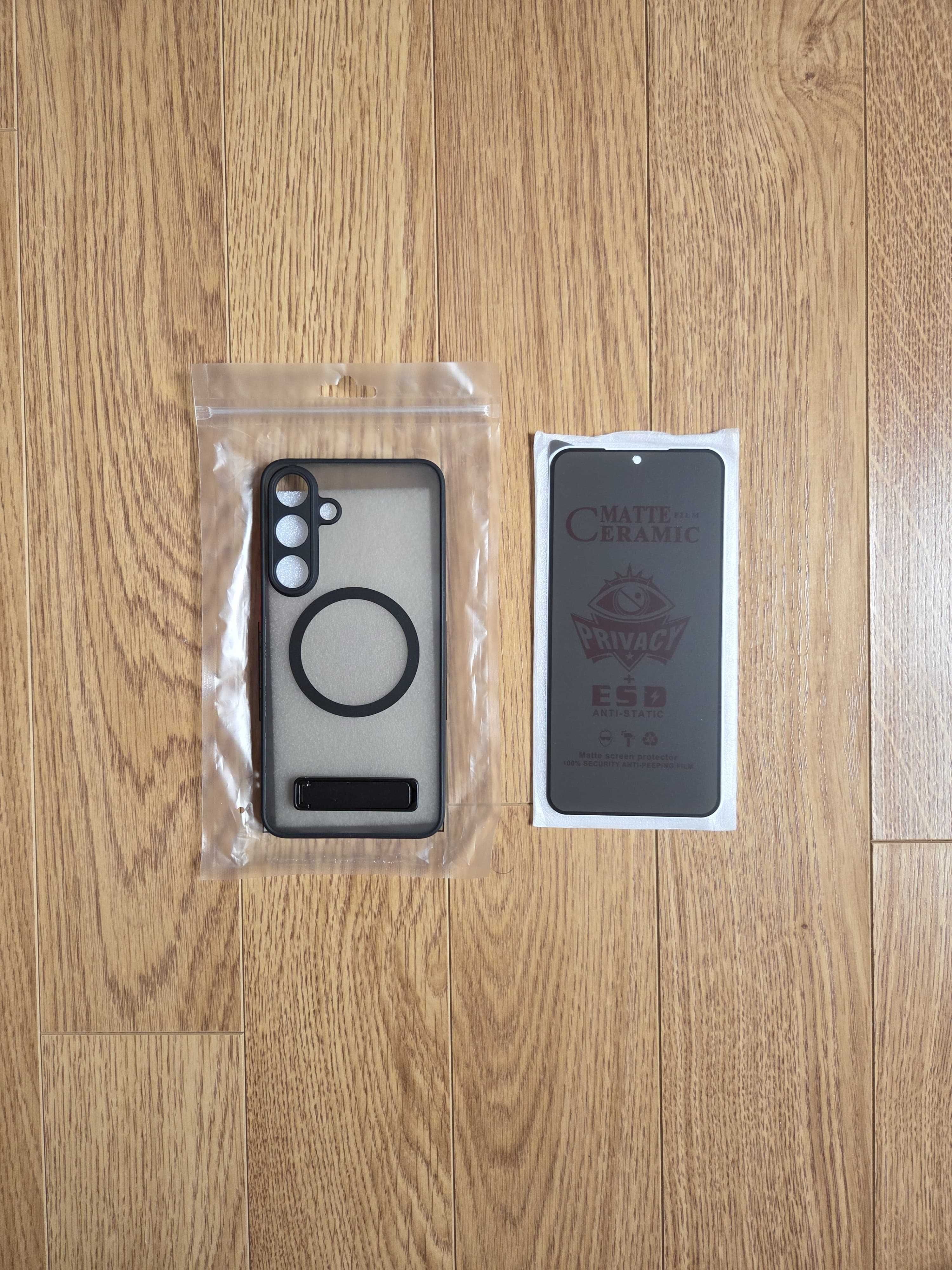 Husa transparenta + folie privacy mata pentru Samsung Galaxy S25+ plus