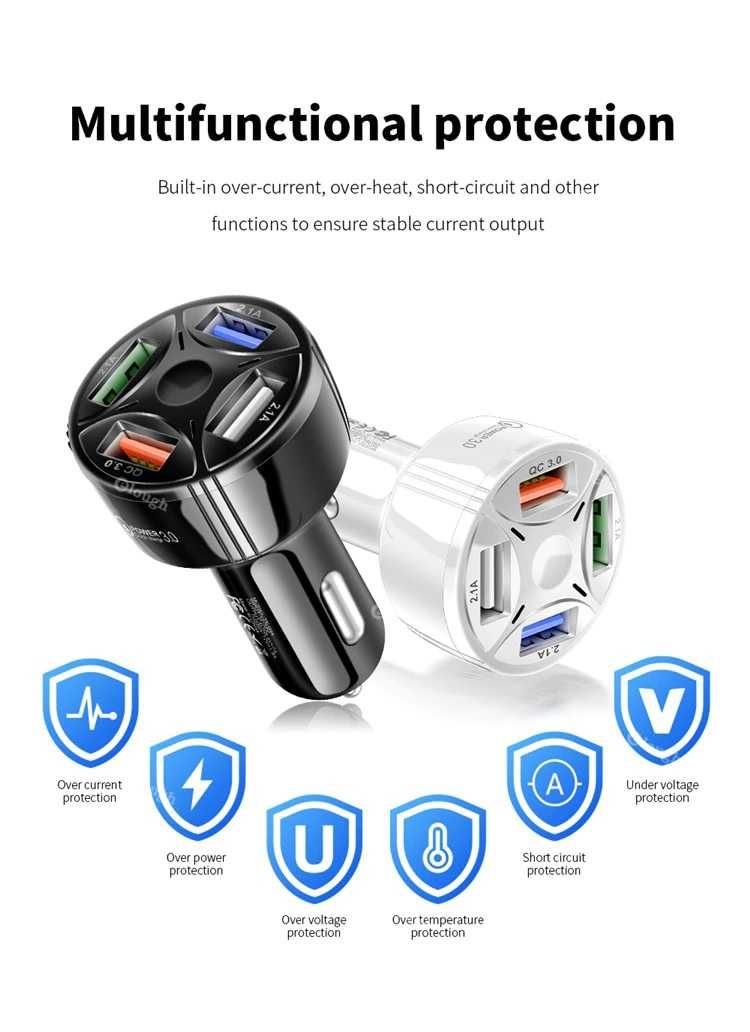 Зарядно за кола камион 12V/24V към 5V/3.1A 4х USB напрежениe