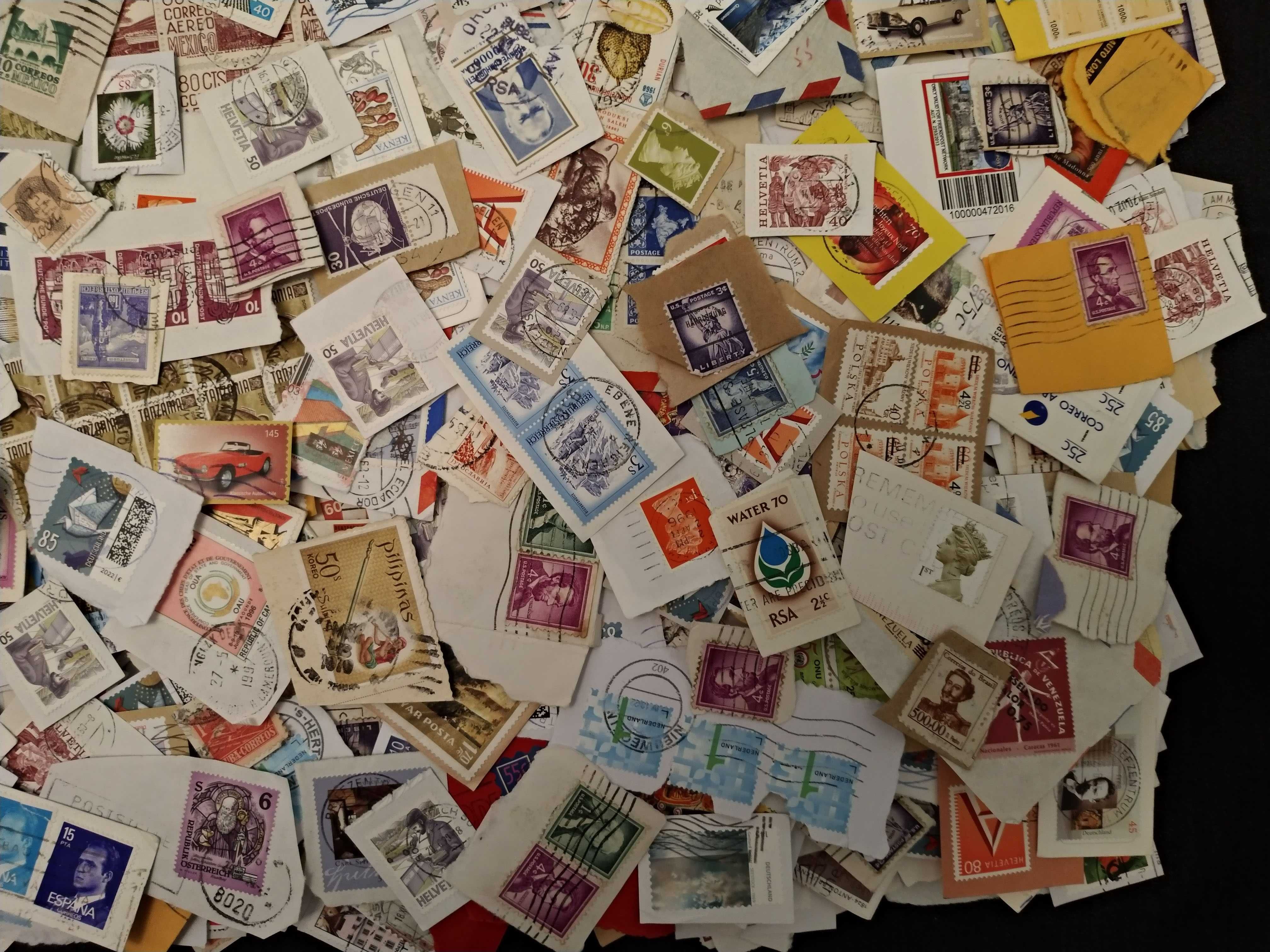 500 grame timbre straine pe hartie (fragmente de scrisori). Lot 1.