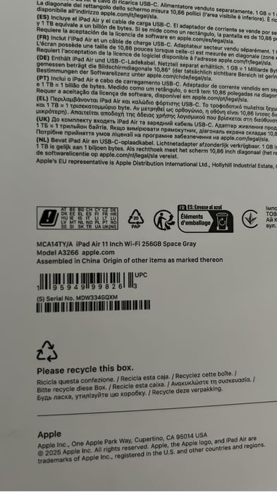 iPad Air(M3) 11”, 256 Gb