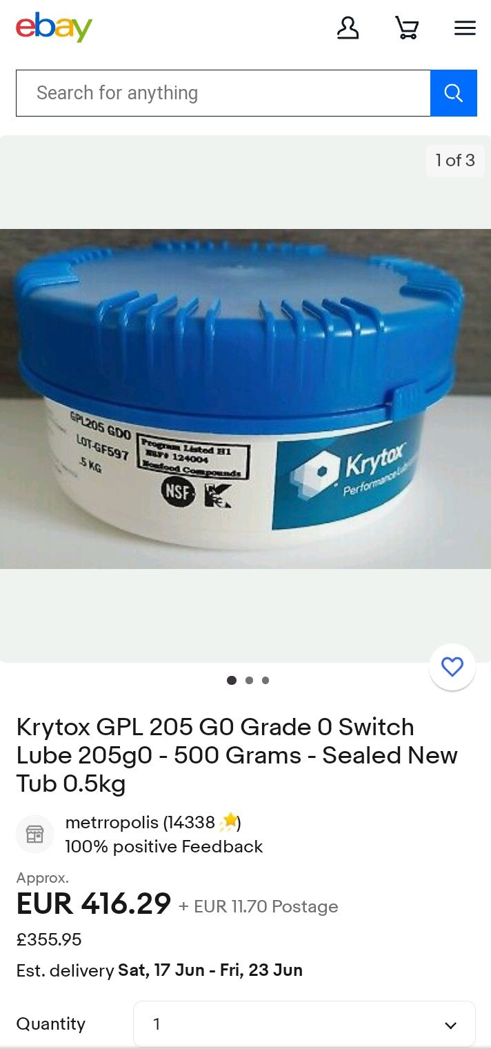 Krytox GPL 205 G0 Grade 0 , 500g lubrifiant profesional