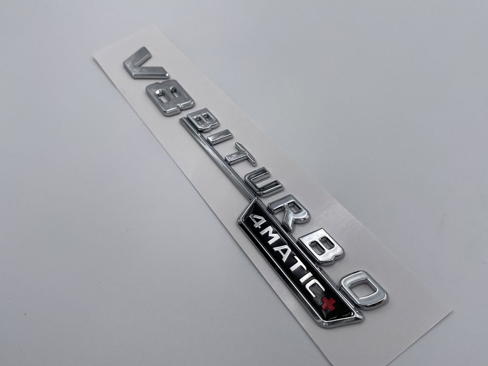 Emblema Mercedes V8 Biturbo 4matic plus crom