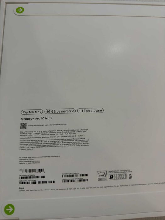 MacBook Pro 16" M4 Max  36GB RAM 1TB SSD  SIGILAT + Factură + garantie