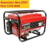 Generator curent pe benzina 220V de 3kw , 5.5kw , 7.2KW 220V/380V