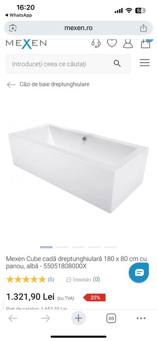 Cada 180x80 cm cu masti incluse