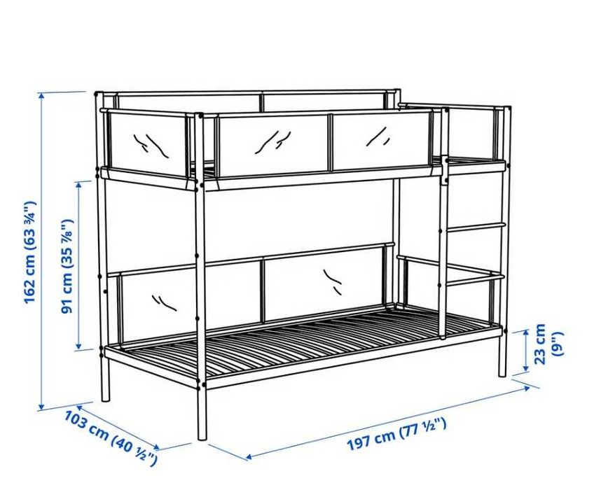 IKEA VITVAL – двуетажно легло (рамка, без матраци)