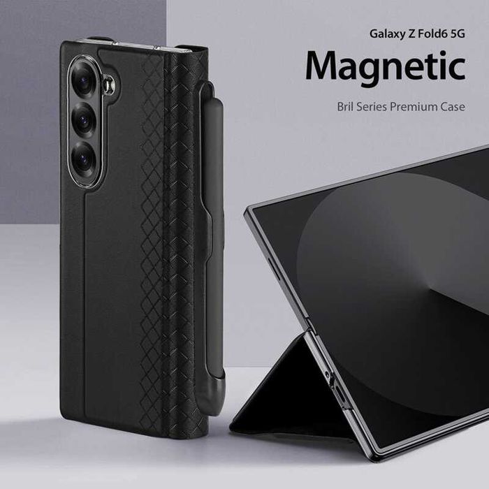 Husa premium flip piele +Folie SAMSUNG Galaxy Z Fold6 5G modele diferi