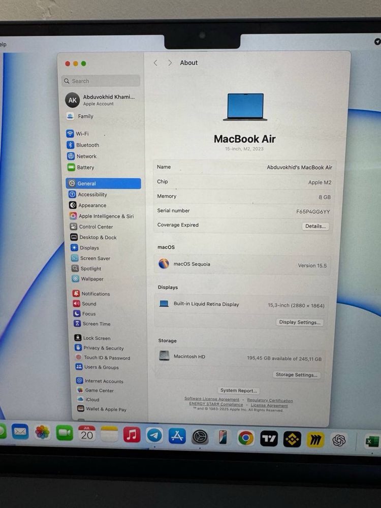 MacBook Air M2 sotiladi