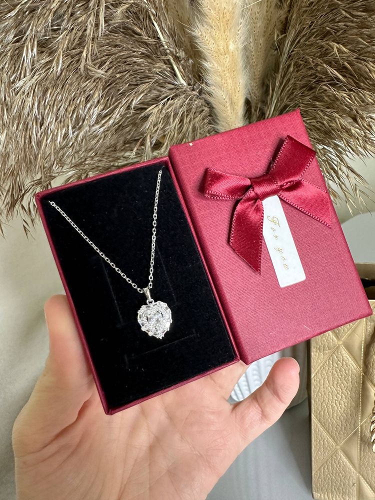 Серебряная цепочка с кулоном. Серебро 925 доставка. Коробка в бонус)