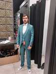 Costum elegant turcoaz – purtat o singură dată – Mărime M