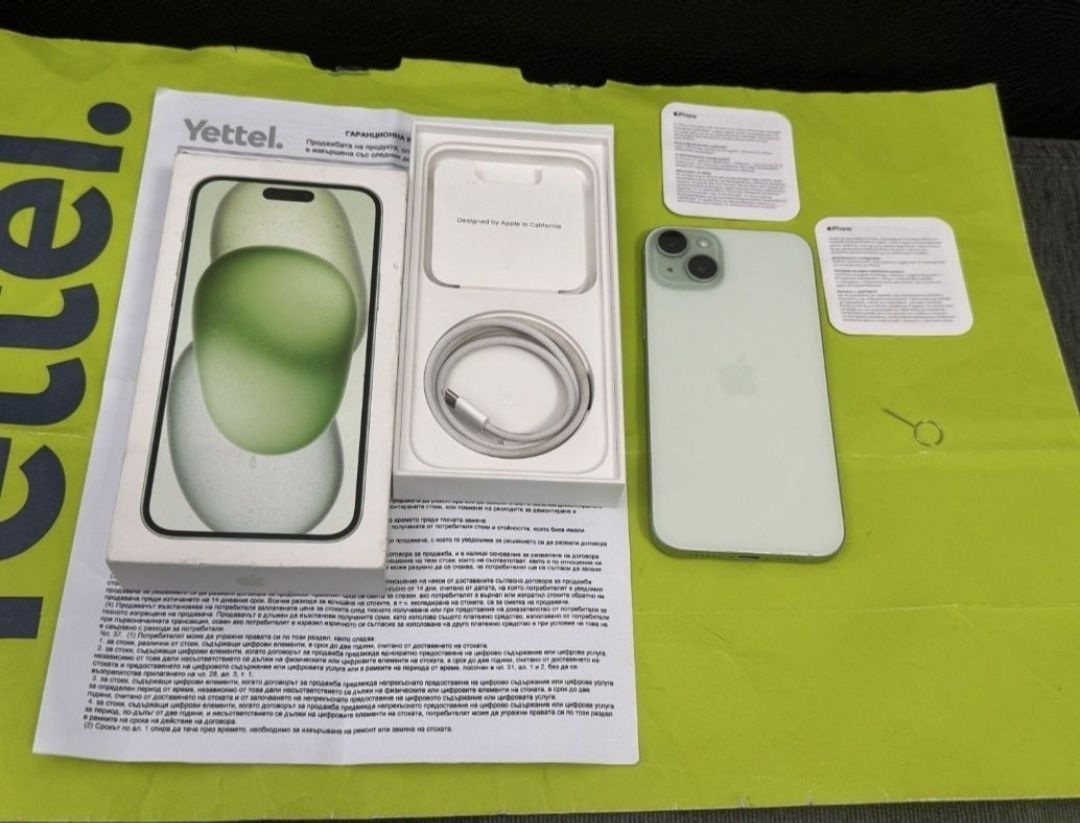 91% 128GB iPhone 15 Plus Гаранция Yettel 3г. 2026 Green / Зелен