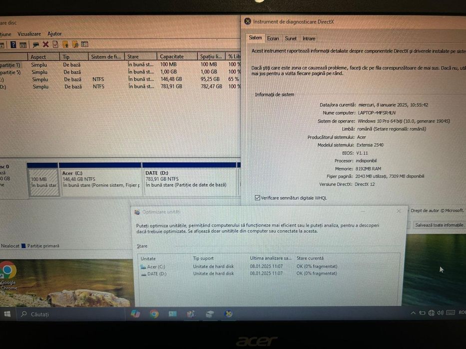 Laptop Acer EX2540 Series N16C1, Intel Core i3 6006U, 8GB RAM, -P-