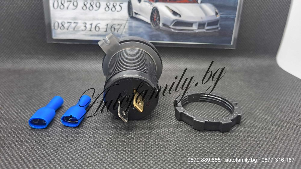 Волтметър USB зарядно за вграждане Fast charge USB+Type C 12-24V DC.