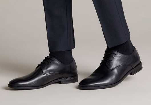 Pantofi derby 44.5 45 plain toe Bugatti piele naturala moale