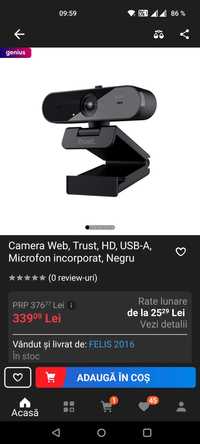Camera Web, Trust, full HD, USB-A, Microfon incorporat, Negru