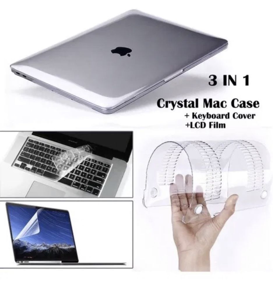 Carcasa 3in1 Macbook 2018 Model 15 inch Transparenta Noi