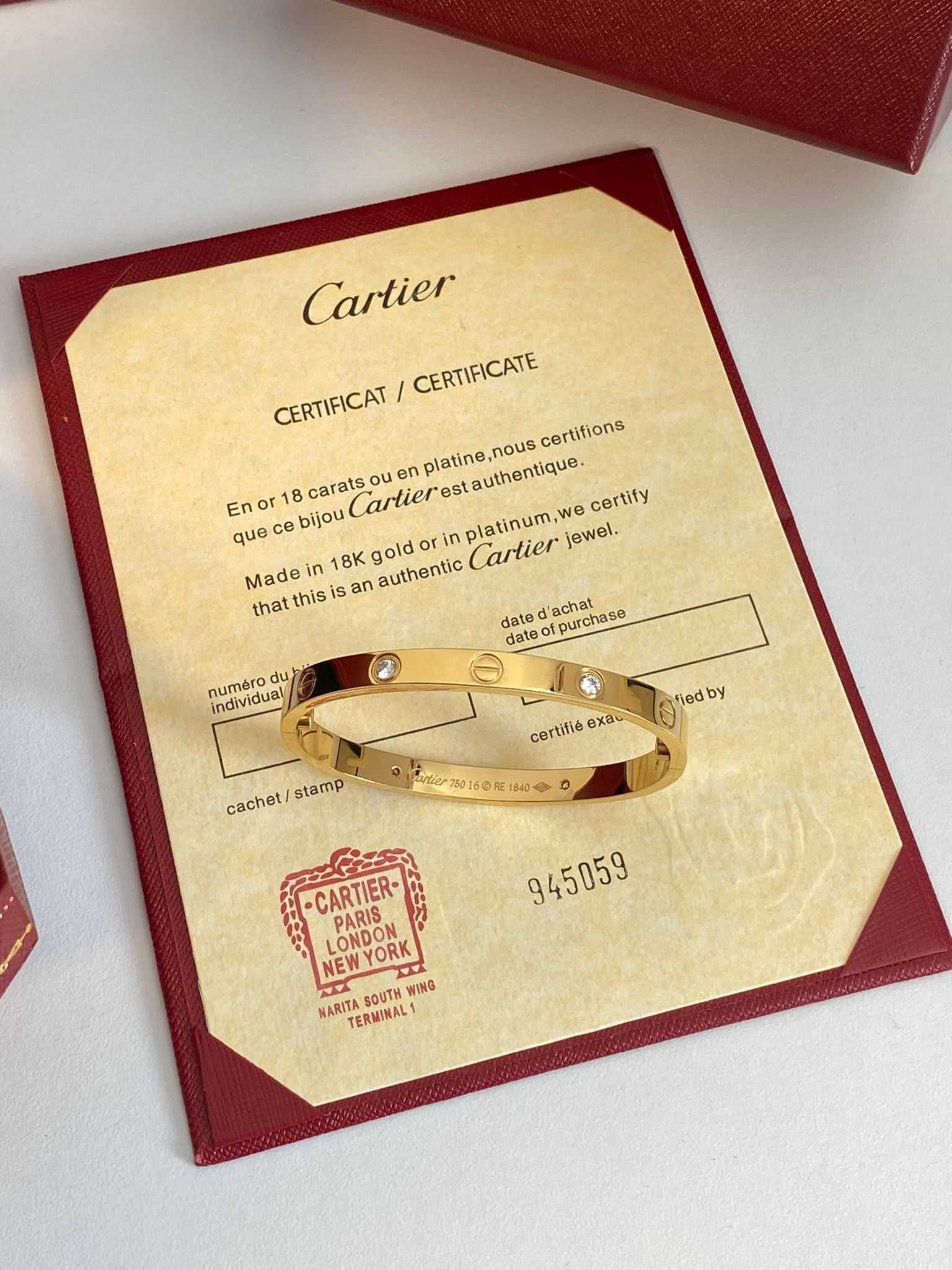Brățară Cartier LOVE 16 cm aur 750 cu diamante