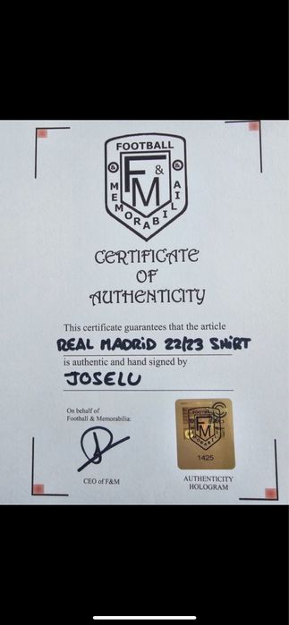 Tricou semnat JOSELU  Real Madrid